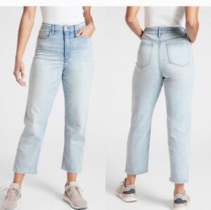 Athleta Sculptek Straight Leg Ankle Jeans Blue Light Wash Stretch Denim